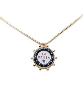 Chanel Cc Logo Pendant Necklace Gold- #357732C97B